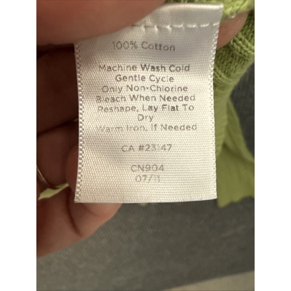 Talbots Womens VNeck Cable Knit Sweater Size Petite Large Lightweight Green - Picture 4 of 5